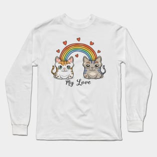 My Rainbow Cat is My Valentine Long Sleeve T-Shirt